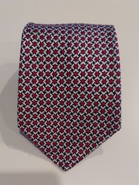 Countess Mara Classic Silk Men's Patterned Burgundy, Black and Silver Tie
